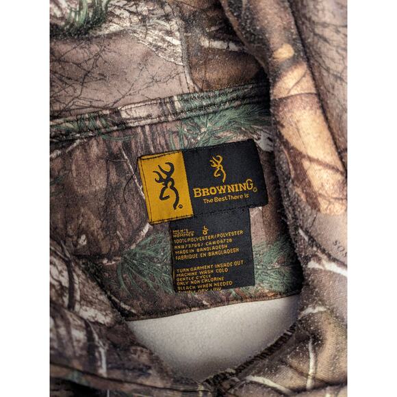 Browning Camo Hoodie Mens Large Pullover Hunting Sweatshirt Realtree Pattern - Picture 2 of 16